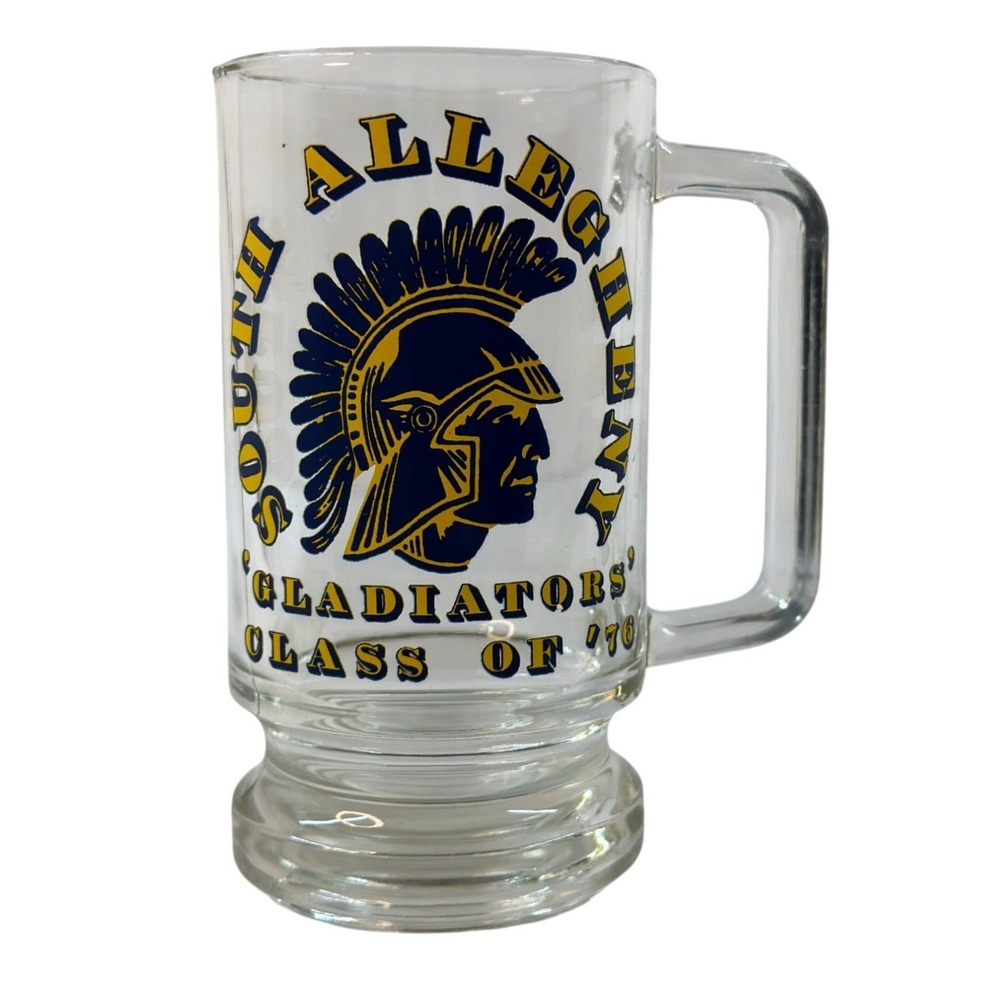 VTG South Allegheny Gladiators Glass Mug Class 76 Collectible Beer‎ Stein Retro